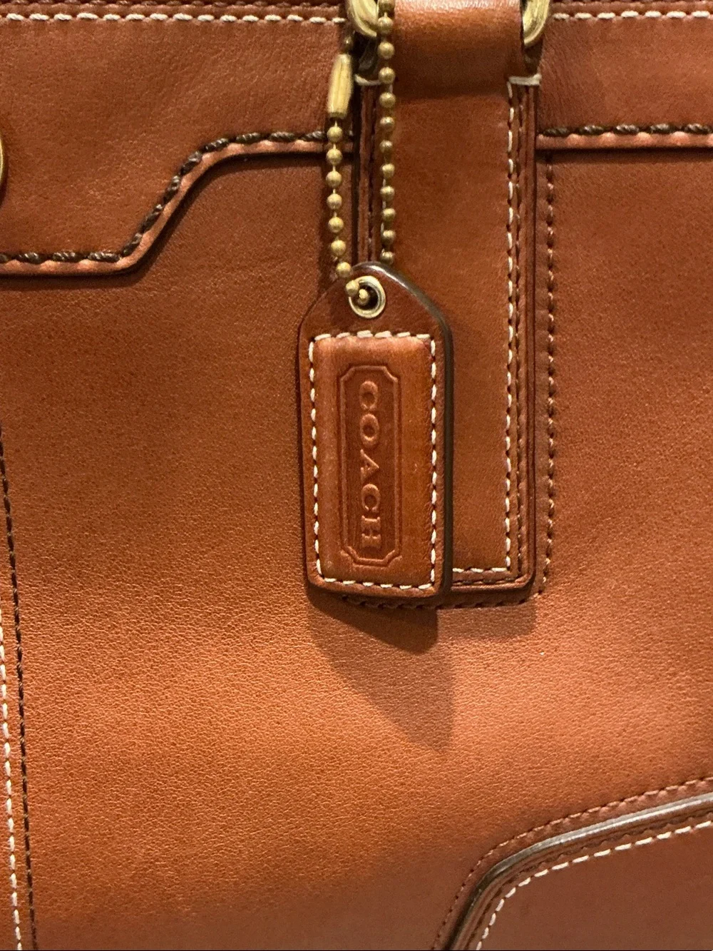 Vintage Coach Hamptons 11047 Acorn Brown Leather Turnlock Carryall Satchel 2007